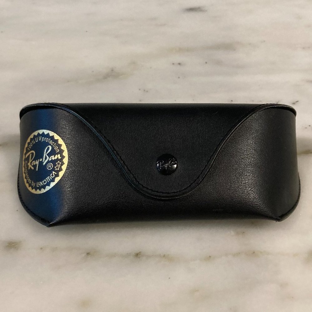 Ray Ban glasses case, soft sides, smooth finish with loop on back